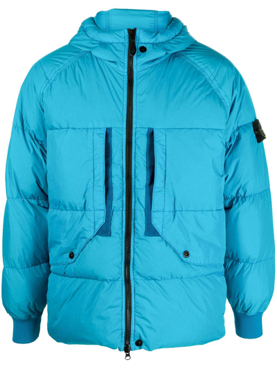 Stone Island Compass-patch Padded Jacket In Blue