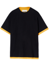 Jil Sander Logo-print Two-tone T-shirt In Schwarz