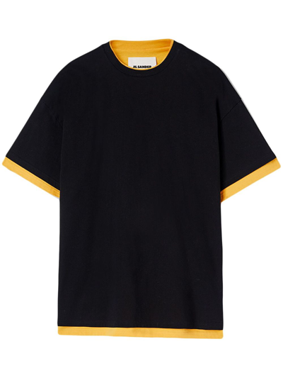 Jil Sander Logo-print Two-tone T-shirt In Black