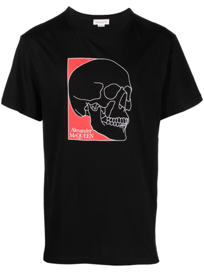 Alexander Mcqueen Outline Skull T-shirt In Black