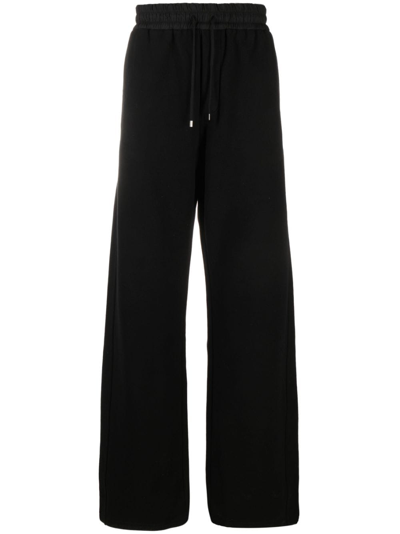 Saint Laurent Wide-leg Cotton Track Trousers In Black
