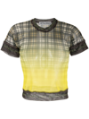 OTTOLINGER PLAID CHECK-PATTERN MESH TOP