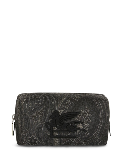 Etro Medium Paisley-print Beauty Case In Black