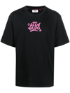 Gcds Black Graffiti Print Cotton T-shirt In Schwarz