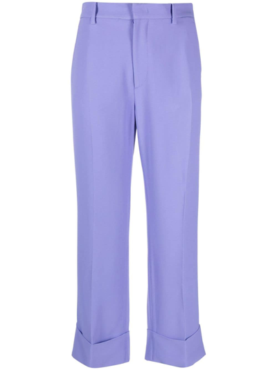 N°21 Pressed-crease Cropped Trousers In Purple