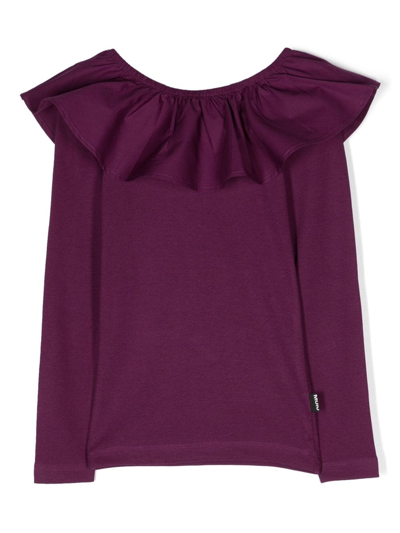 Molo Ruffle-collar Long-sleeve Top In Purple