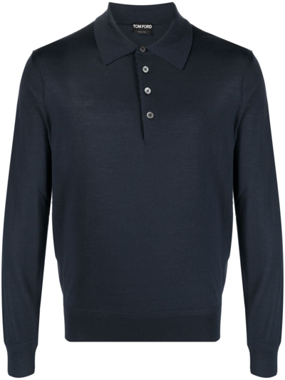 Tom Ford Poloshirt Aus Pikee In Blue