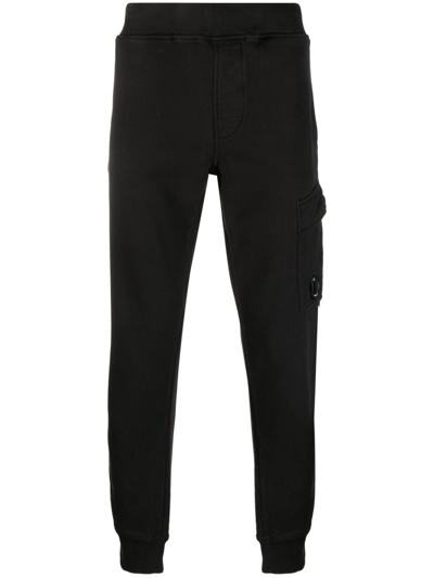 C.p. Company Logo-patch Cotton Cargo Trousers In Schwarz