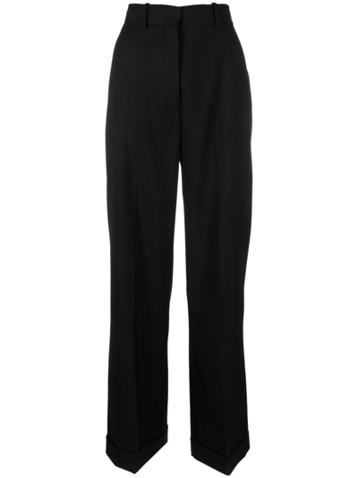 Erika Cavallini Wide-leg Cotton-silk Trousers In Black