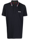Hugo Boss Logo-embroidered Polo Shirt In Blau