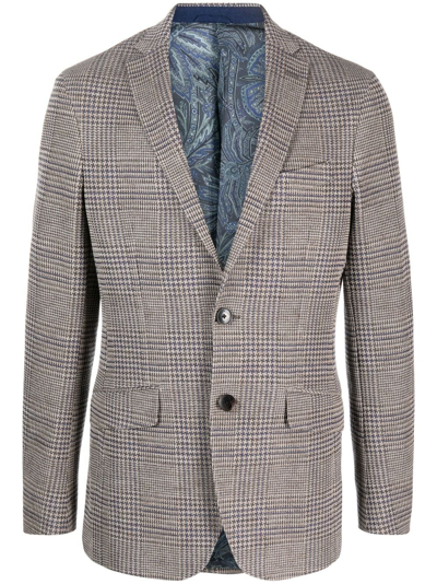 Etro Plaid-check Pattern Blazer In Blau