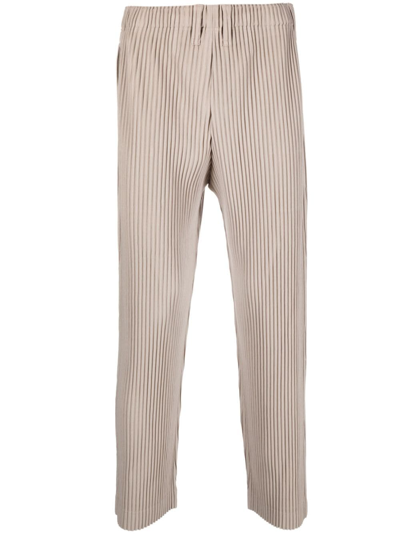 Issey Miyake Pleated Straight-leg Trousers In Neutrals