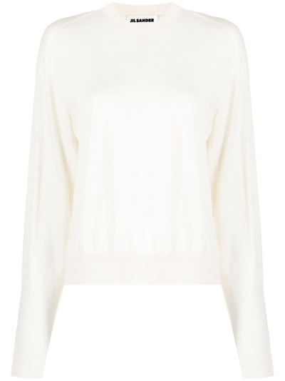 Jil Sander Perforated-detail Knit Jumper In White
