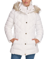 TOMMY HILFIGER WOMEN'S BIBBED FAUX-FUR-TRIM HOODED PUFFER COAT, CREATED FOR MACY'S
