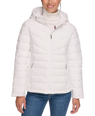 Tommy Hilfiger Women's Hooded Packable Puffer Coat In White