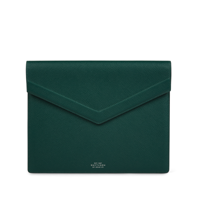 Smythson Small Envelope Folio In Panama In Forest