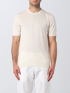 Paolo Pecora Short-sleeved Crew-neck Knit Top With Design In Ecru