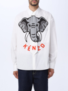 Kenzo Elephant Cotton Poplin Shirt W/tie In White