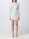 Rotate Birger Christensen Textured Sequins Open Back Dress In Sky Blue