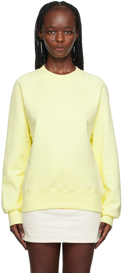Ami Alexandre Mattiussi Ssense Exclusive Yellow Ami De Cœur Sweatshirt In 703 Pale Yellow