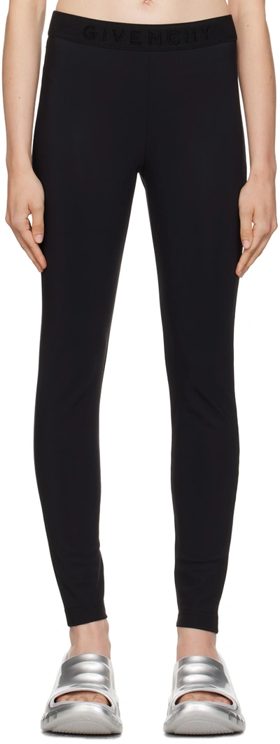 Givenchy Black Elasticized Leggings In 001 Black