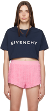 Givenchy Logo Printed Cropped T In Dark Navy