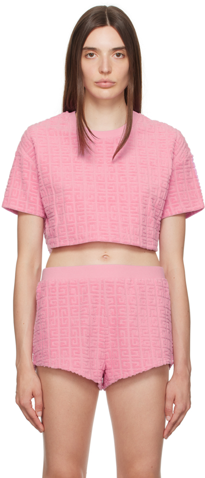 Givenchy 4g Toweling Crop T-shirt In Pink