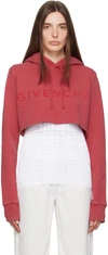 GIVENCHY RED CROPPED HOODIE