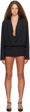 Dion Lee Circle Draped Shirt Minidress In Black