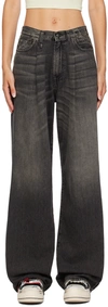 R13 Damon Pleated High Waist Wide Leg Jeans In Ellery Black