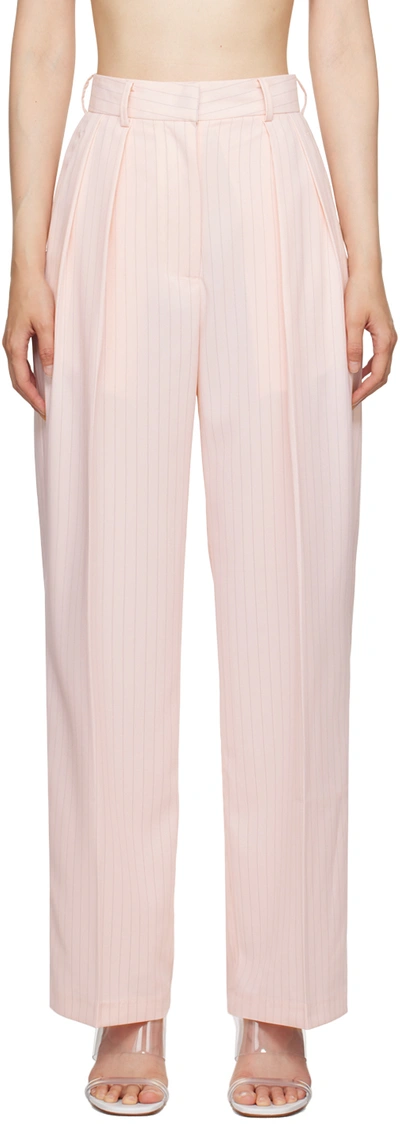 The Frankie Shop Frankie Shop Womens Pink Pinstripe Tansy Wide-leg High-rise Pleated Trousers