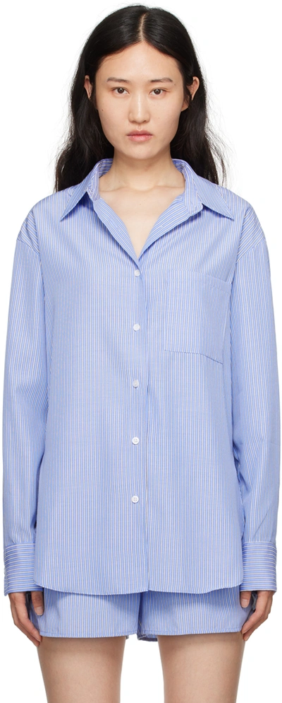 The Frankie Shop Blue Georgia Striped Cotton Shirt