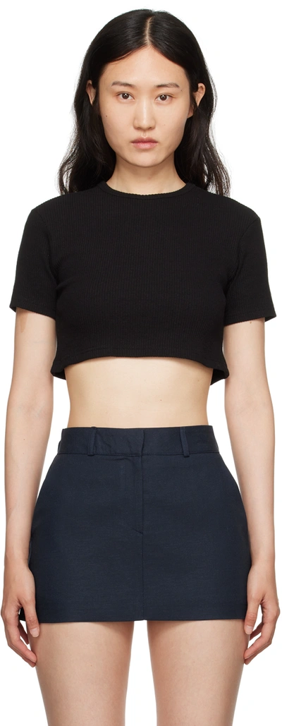 The Frankie Shop Karina Cropped Cotton-jersey T-shirt In Black