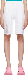 Givenchy Destroyed Denim Bermuda Shorts Bermuda, Short White In 100 White