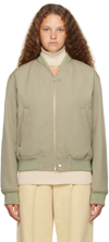 Jil Sander Leather Bomber Jacket Casual Jackets And Parka White In 317 Medium Green