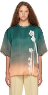 JIL SANDER GREEN PRINTED T-SHIRT