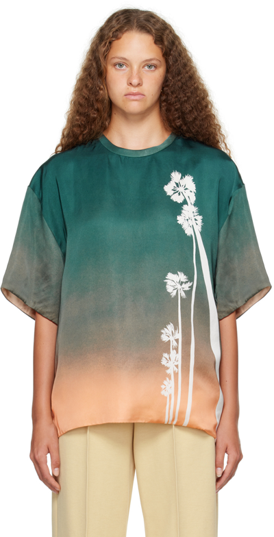 Jil Sander Green Printed T-shirt In 894 Sunrise