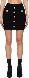 BALMAIN BLACK BUTTONED MINISKIRT