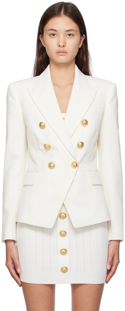 BALMAIN WHITE DOUBLE-BREASTED BLAZER