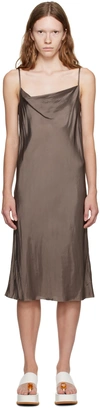 DRIES VAN NOTEN GRAY RAW EDGE MIDI DRESS