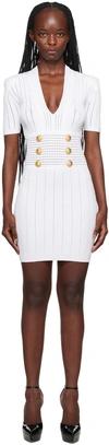 Balmain White Hardware Minidress In 0fa Blanc