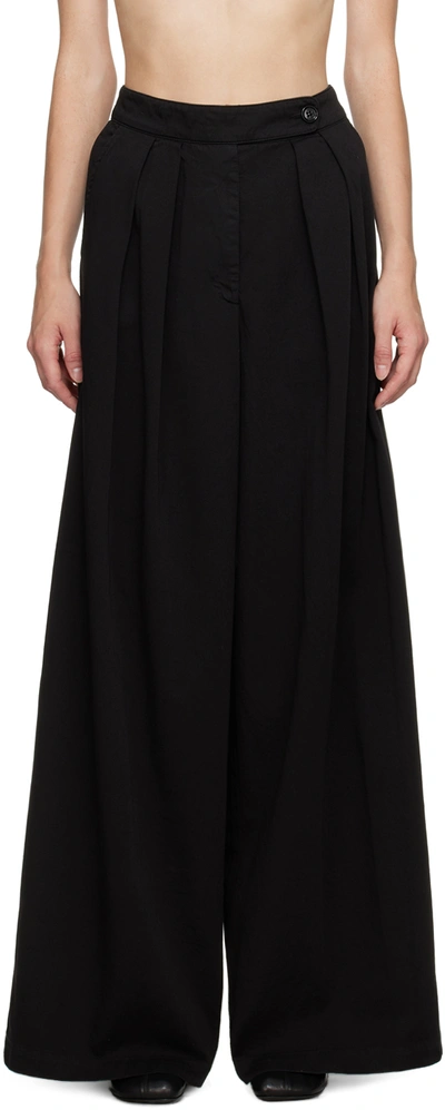 Dries Van Noten Pleated Grain De Poudre Wide-leg Pants In Black