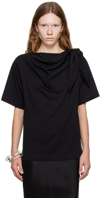 Dries Van Noten Knotted Cotton Jersey T-shirt In Black