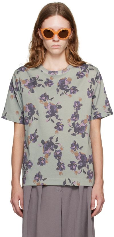 Dries Van Noten Gray Floral T-shirt In Grey