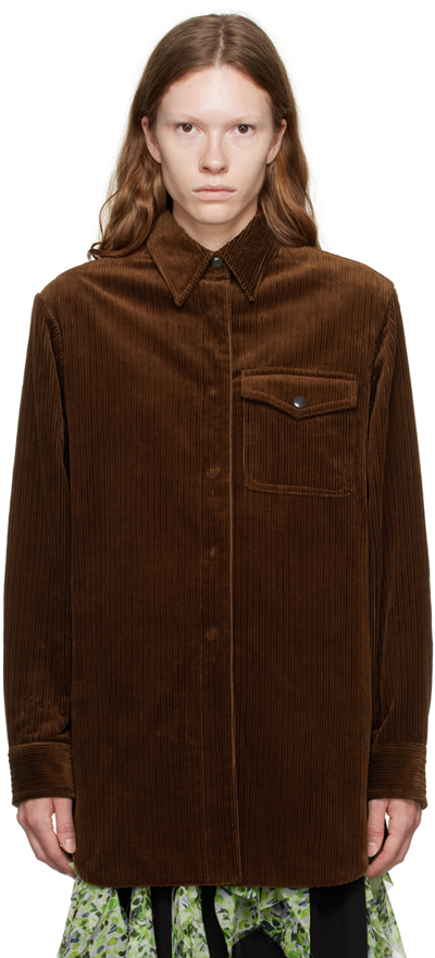 Dries Van Noten Corduroy Shirt In Brown