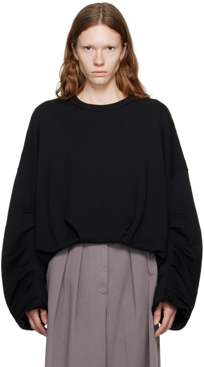 Dries Van Noten Hannett Draped Cotton Sweatshirt In Black | ModeSens