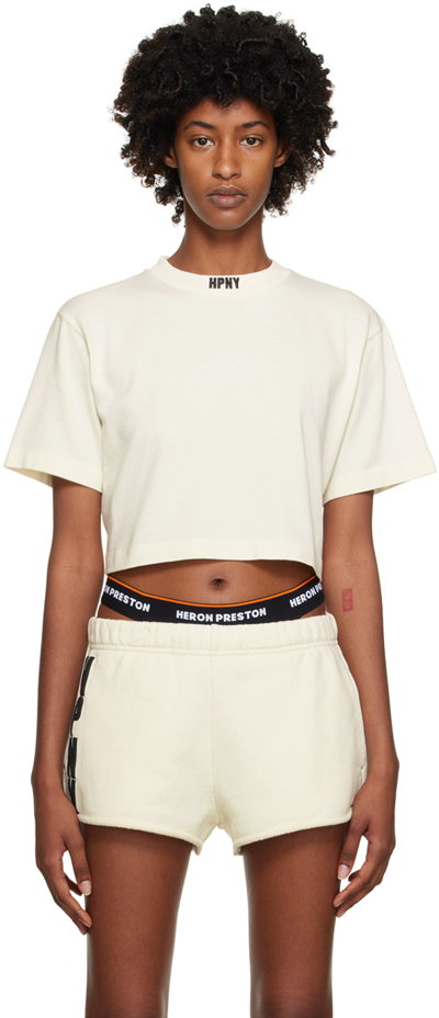 Heron Preston Logo刺绣短款t恤 In White