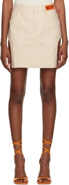Heron Preston White Canvas Cut-out Mini Skirt In White No Color