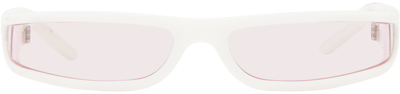 Rick Owens White Fog Sunglasses In 01103 White/pink