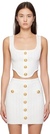 BALMAIN WHITE BUTTONED TANK TOP